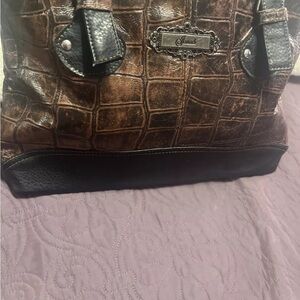 Jasad Brown Alligator Faux Leather Bag